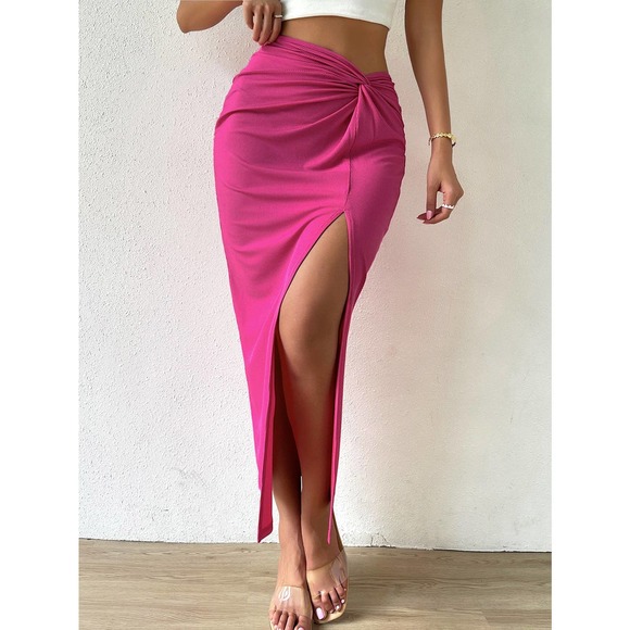 Twist Front Split Thigh maxi Skirt black - Picture 5 of 5